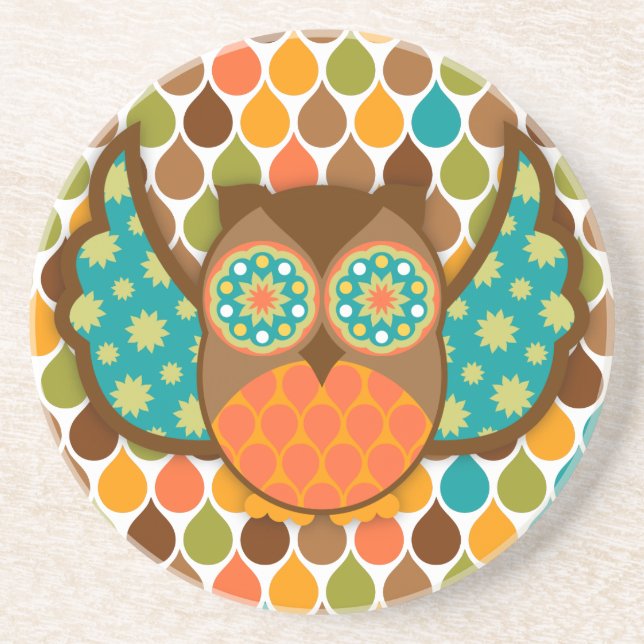 En Grès Hibou Boheme Teal et dessous de verre Brown de (Devant)