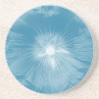 En Grès Hollyhock Flower Dessous de verre bleus