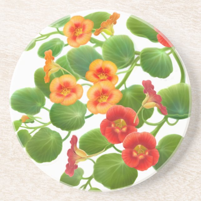 En Grès Jardin Fleurs de Nasturtium Votre Dessous de verre (Devant)