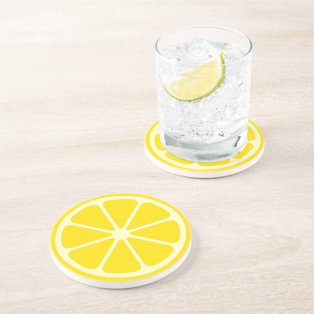 En Grès Jaune Retro Citron Décor Coupe Dessous de verre Ja (Côté)