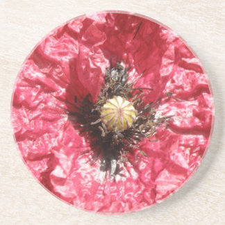 En Grès Joli Dessous de verre de Macro de fleurs de pavot 
