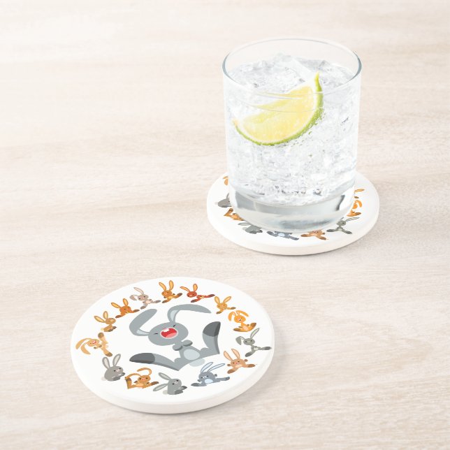 En Grès Joli lapins de dessin animé Dessous de verre Manda (Côté)
