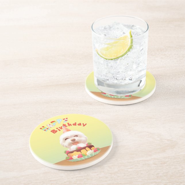 En Grès Joyeux Dessous de verre d'anniversaire (Côté)