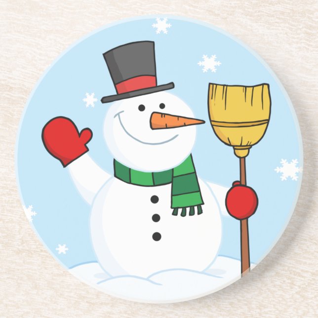 En Grès Joyeux dessous de verre de bonhomme de neige (Devant)