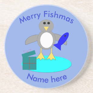 En Grès Joyeux Noël Pêche Dessous de verre de pingouin