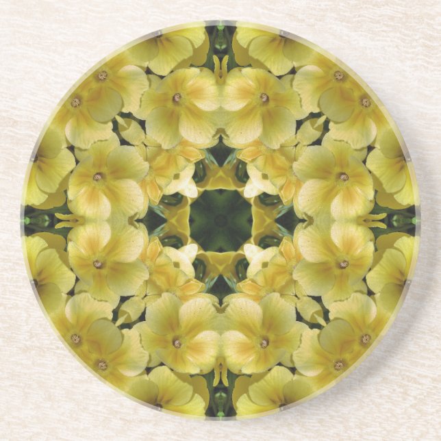 En Grès Kaleidoscope à Primrose jaune Dessous de verre flo (Devant)