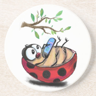 En Grès Ladybug avec téléphone Dessous de verre d'amusemen