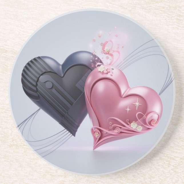 En Grès L'amour étincelle le Dessous de verre romantique (Devant)
