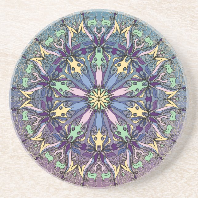 En Grès Le Dessous de verre animé de Mandala Sandstone (Devant)