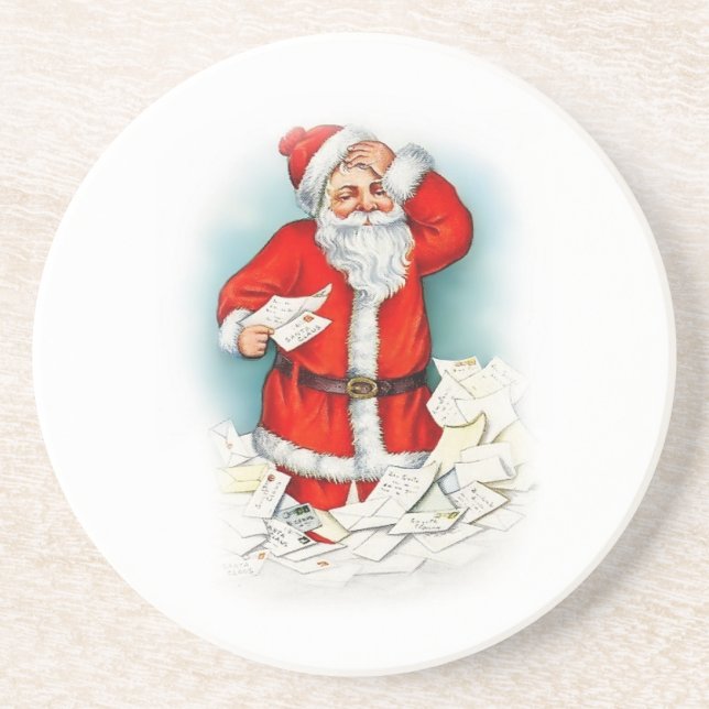 En Grès Lettres Au Dessous de verre De Vacances Père Noël (Devant)