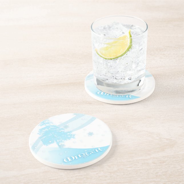 En Grès L'hiver est là - Dessous de verre (Côté)