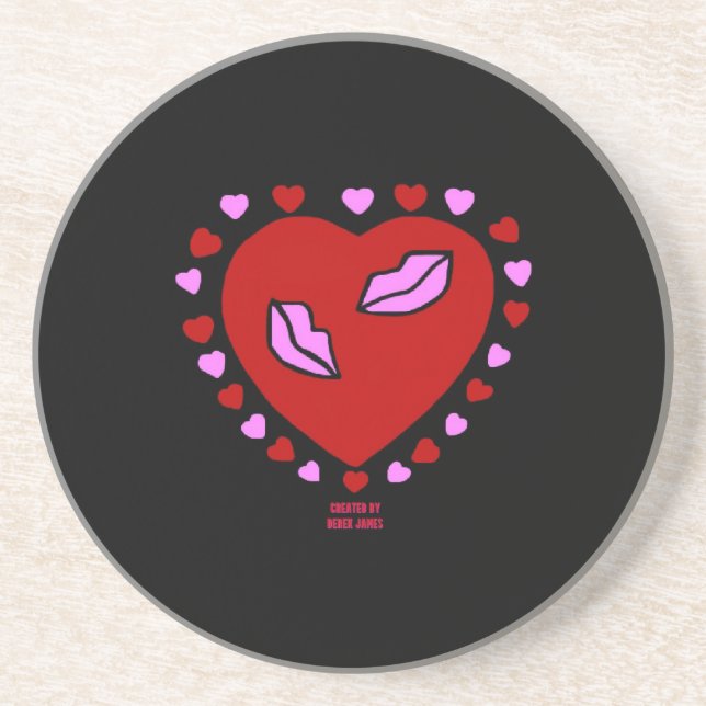 En Grès Lovely Heart Kisses Dessous de verre Sandstone (Devant)