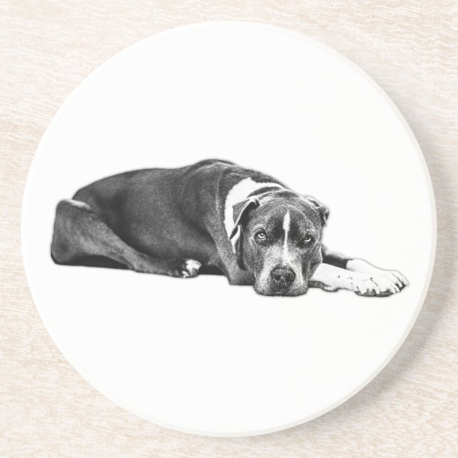 En Grès Loyal Compagnon Pitbull Mix Dessous de verre d'art (Devant)