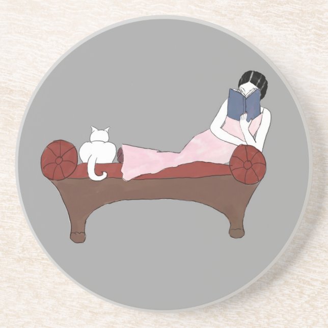 En Grès Madame, un chat et dessous de verre très bons de (Devant)