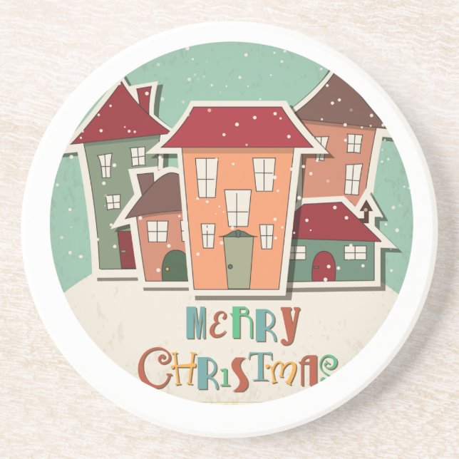 En Grès Maisons de Noël Design Dessous de verre de vacance (Devant)