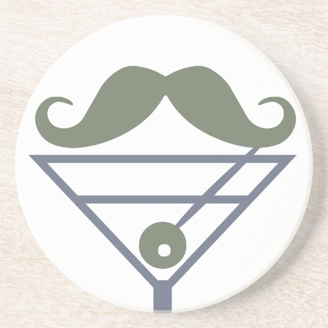 En Grès Martini Mustache dessous de verre personnalisé (Devant)