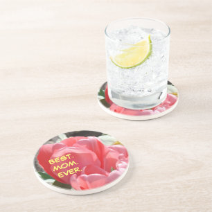 En Grès Meilleure maman jamais dessous de verre Tulipes ro