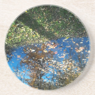 En Grès Miroir Miroir dessous de verre rond d'automne