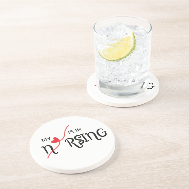 En Grès Mon Coeur Est Dans Le Dessous de verre De Boisson  (Côté)