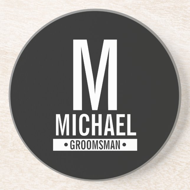 En Grès Monogramme et Dessous de verre de nom du Groomsman (Devant)