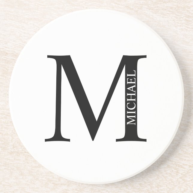 En Grès Monogramme personnalisé et nom Dessous de verre de (Devant)