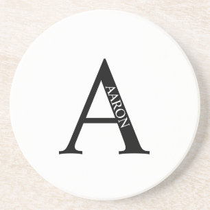 En Grès Monogramme personnalisé et nom Dessous de verre de