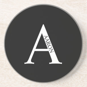 En Grès Monogramme personnalisé et nom Dessous de verre de