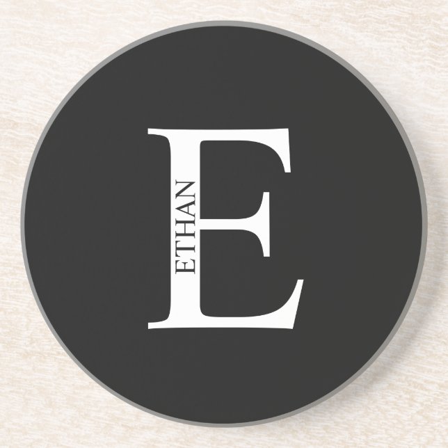 En Grès Monogramme personnalisé et nom Dessous de verre de (Devant)