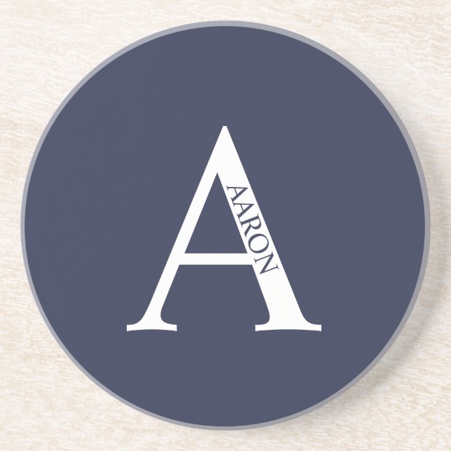 En Grès Monogramme personnalisé et nom Dessous de verre de (Devant)