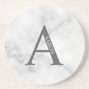En Grès Monogramme personnalisé et nom Dessous de verre de