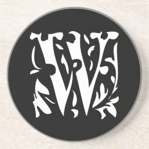 En Grès Monogramme Vintage W Mariage Dessous de verre d'an