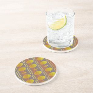 En Grès Motif jaune, dessous de verre potables - baisses