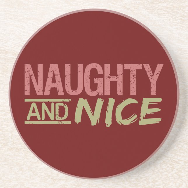 En Grès Naughty AND Nice dessous de verre personnalisé (Devant)