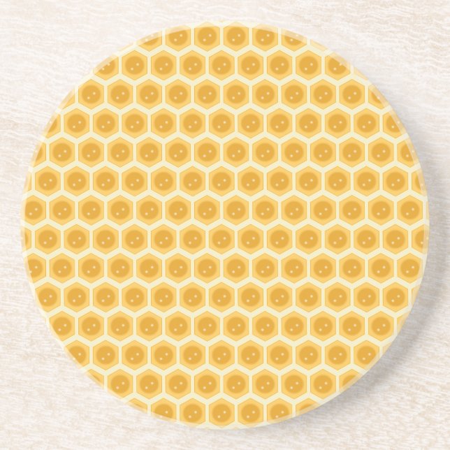 En Grès Nid d'abeille sur dessous de verre jaune (Devant)