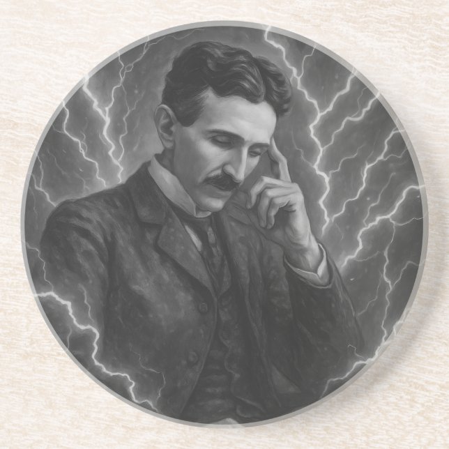 En Grès Nikola Tesla - Dessous de verre de foudre (Devant)