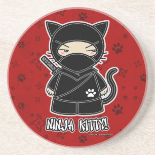 En Grès Ninja Kitty ! Dessous de verre de rouge de