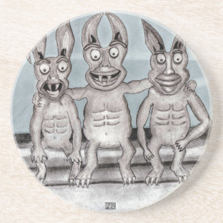 En Grès Nous Gargoyles trois Dessous de verre