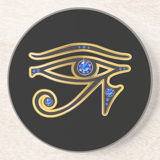 En Grès OEil saphir de Ra dans le Dessous de verre d'or (Devant)