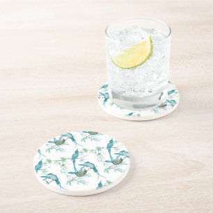 En Grès Oiseau vintage avec Moma et Papa Dessous de verre