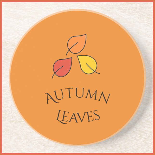 En Grès Orange et or Feuilles d'automne Dessous de verre d (Créateur téléchargé)