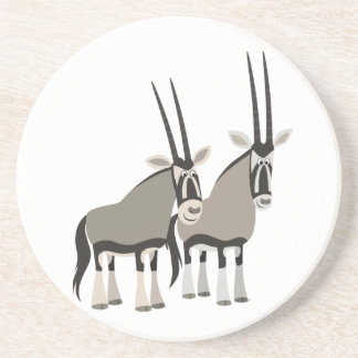 En Grès Paire mignonne de Dessous de verre d'oryxes de des