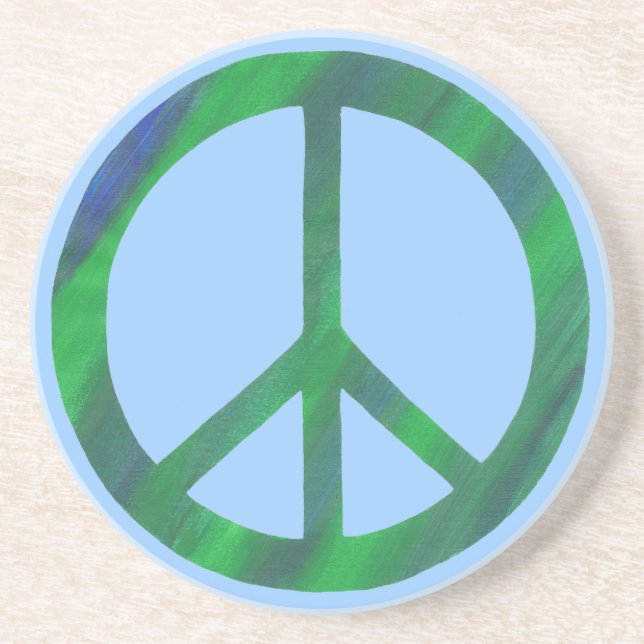 En Grès Panneau de Paix Vert Bleu, Dessous de verre (Devant)