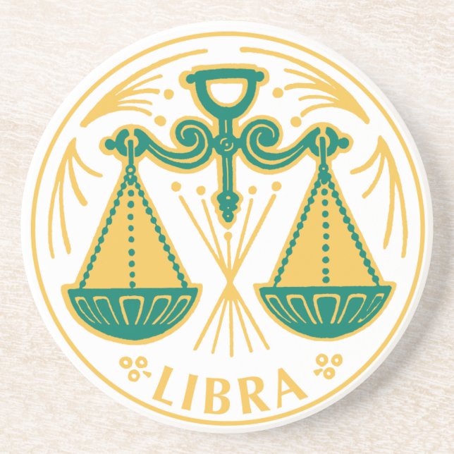 En Grès Panneau Libra du Zodiaque sur un Dessous de verre (Devant)