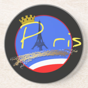 En Grès Paris avec Dessous de verre rond de la Tour Eiffel