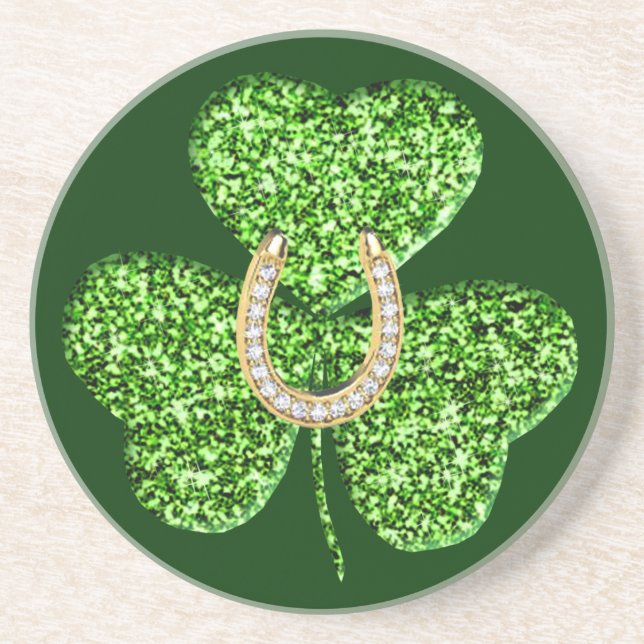 En Grès Parties scintillant Shamrock Et Dessous de verre H (Devant)
