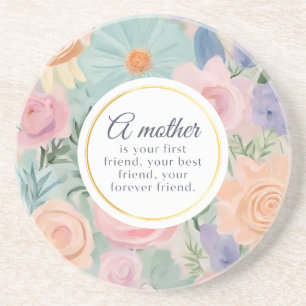 En Grès Pastel Floral Garden Dessous de verre de la fête d
