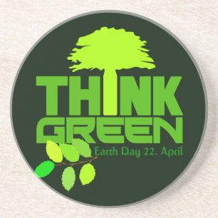 En Grès Pensez dessous de verre vert