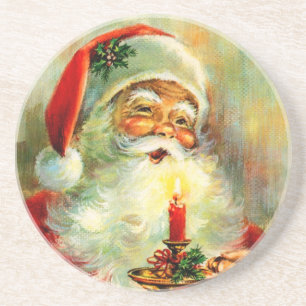 En Grès Père Noël gai vintage avec des dessous de verre 