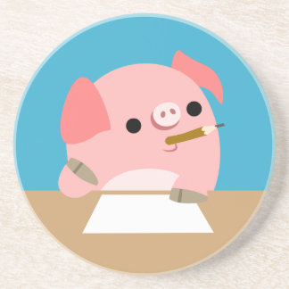 En Grès Petit cochon de dessin mignon Dessous de verre "Wr