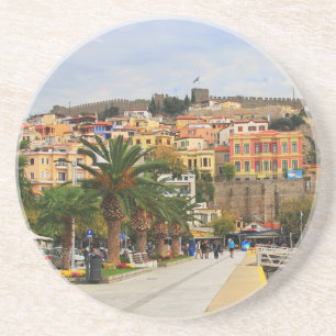 En Grès Port de Kavala, Grèce Dessous de verre rond